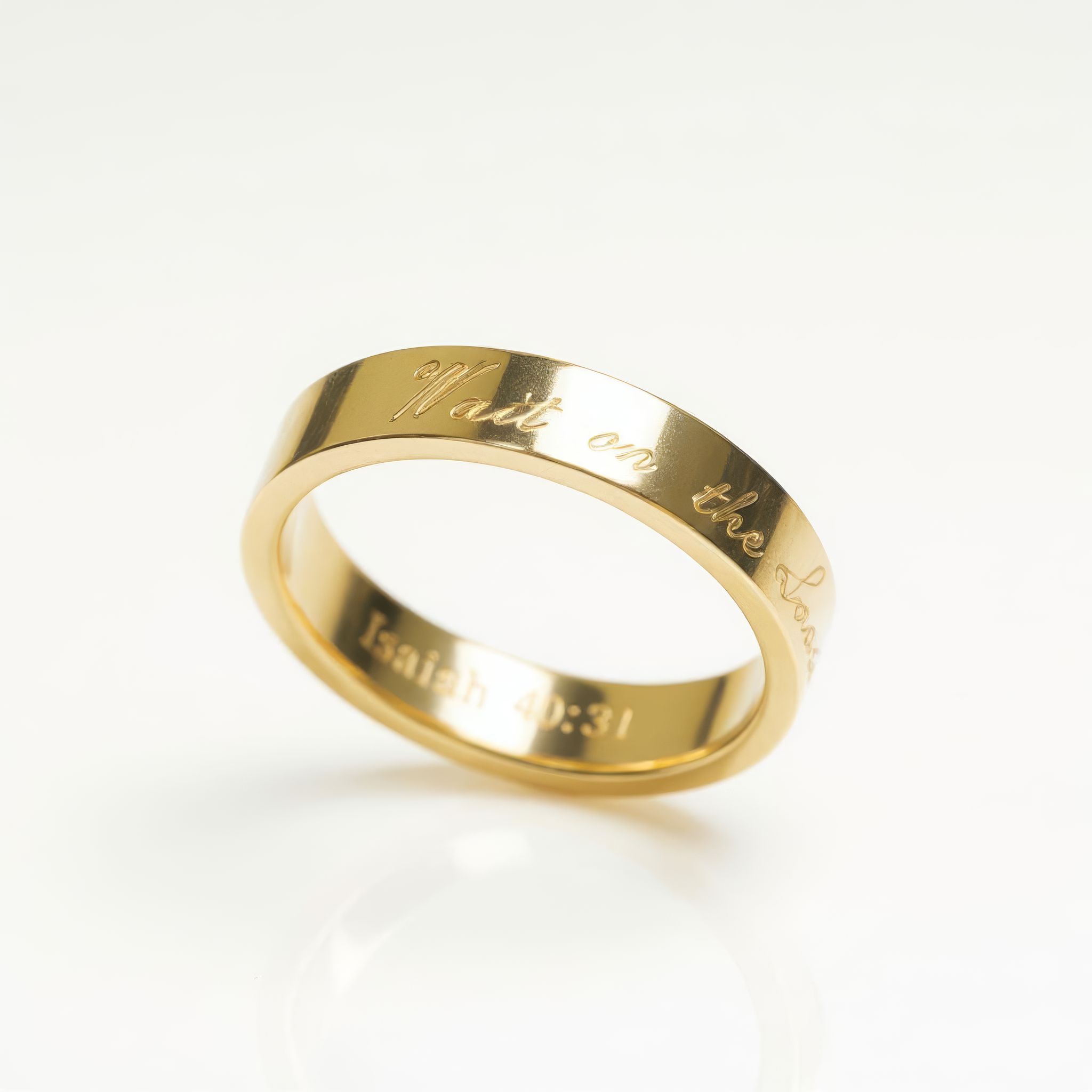 “Wait on the Lord” Ring – 14K Gold Plated Stainless Steel | Engraved with Isaiah 40:31