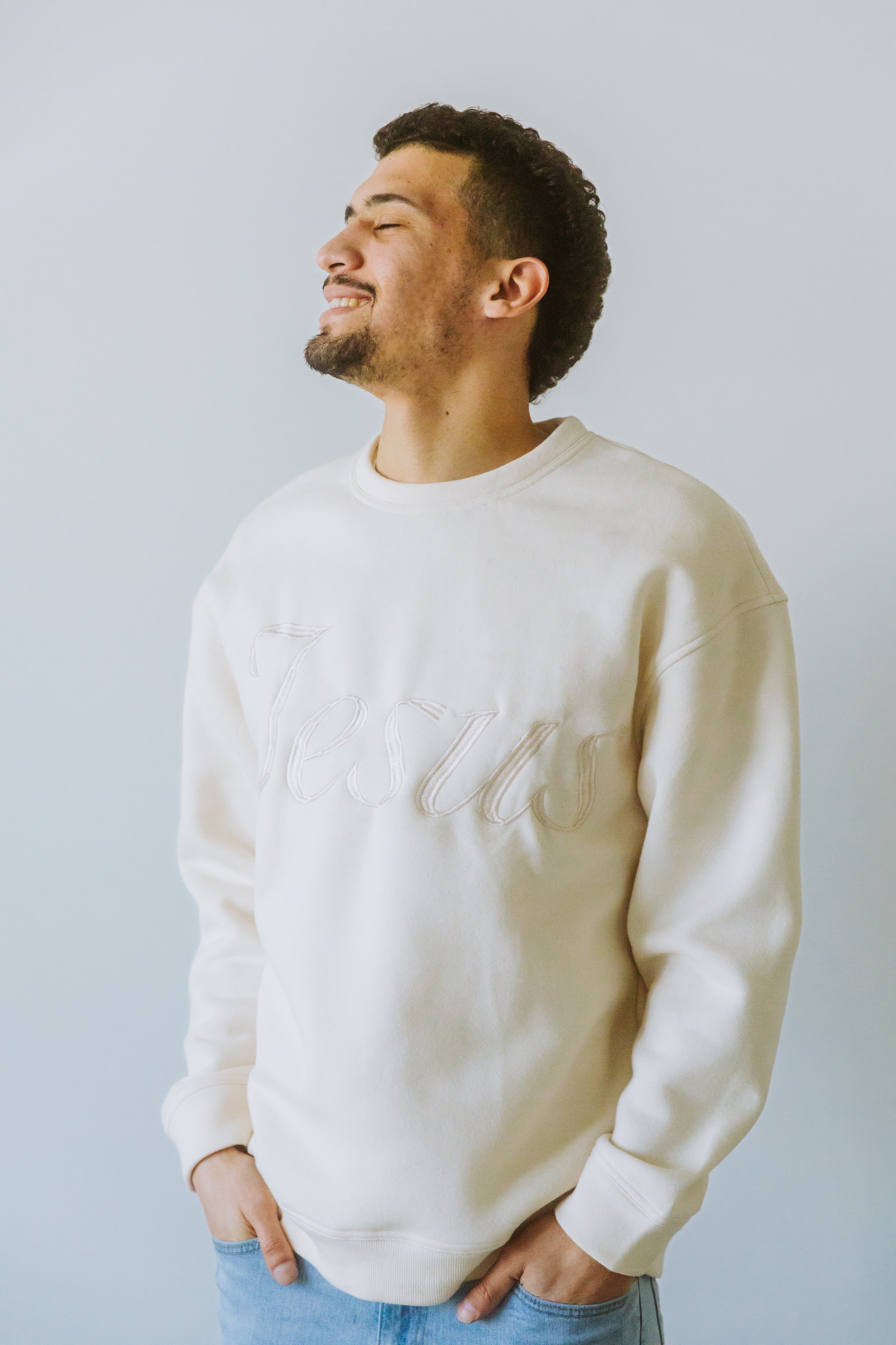 “Jesus” Crewneck in Cream